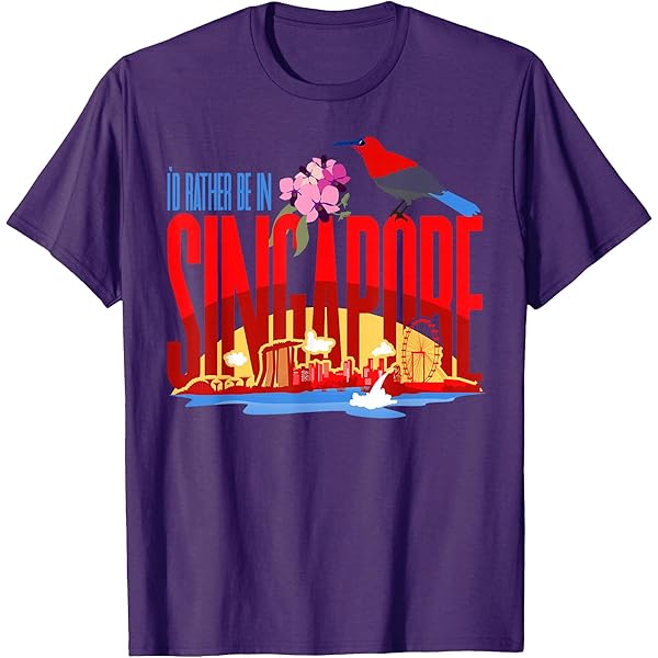 Amazon.com: I Love Singapore City Skyline with Merlion Design T