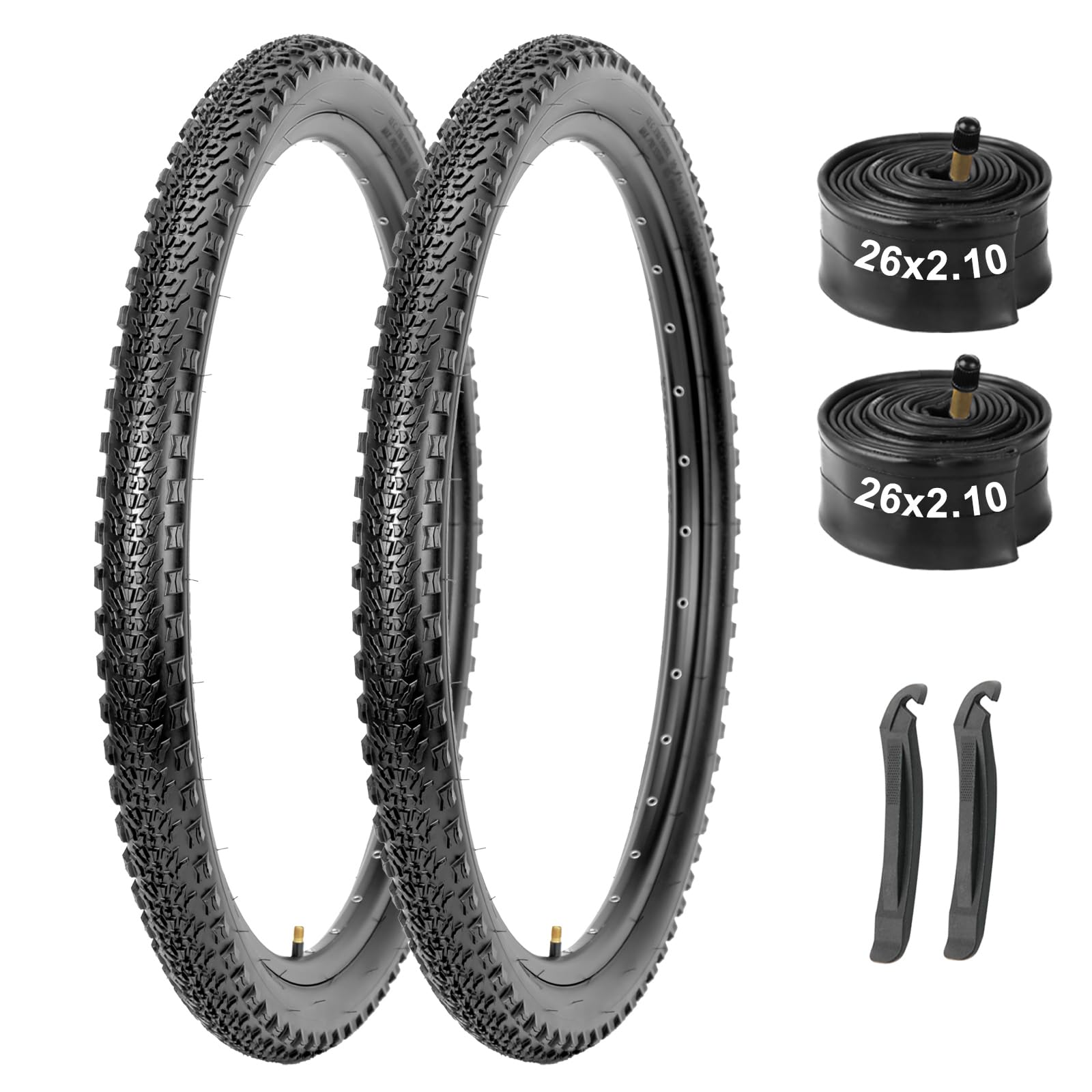 Photo 1 of WINFAVO 2-Pack Mountain Bike Tires & Tubes Set: 26×2.1-Inch Puncture-Resistant MTB Tires with Heavy-Duty Butyl Inner Tubes & Tire Levers for Off-Road Cycling