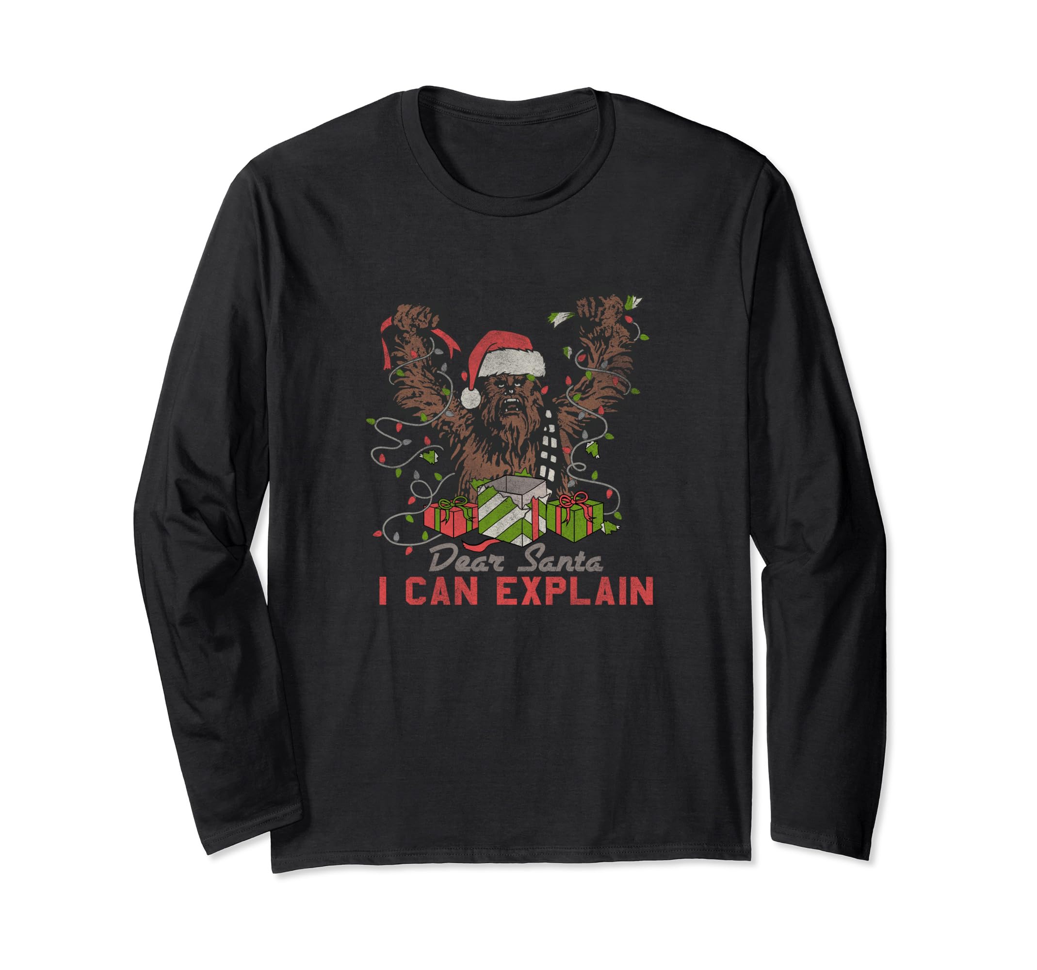 Star Wars Christmas Santa Chewbacca Dear Santa I Can Explain Long Sleeve T-Shirt