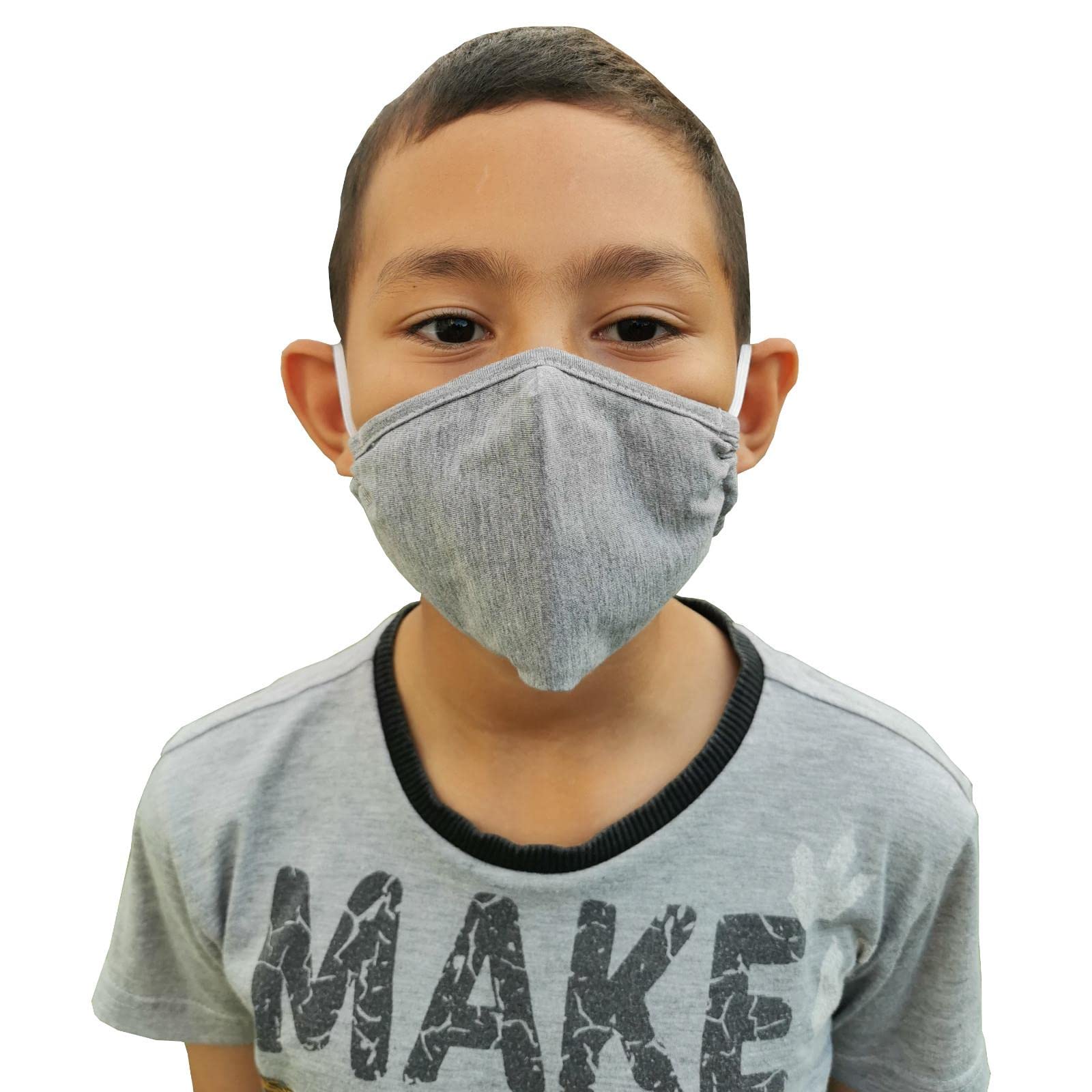 Lofbaz Cloth Face Coverings Cotton Fabric with Filter Pocket Washable Reusable (Gray - Pack of 3, Big Kid 9 to 13 Year)