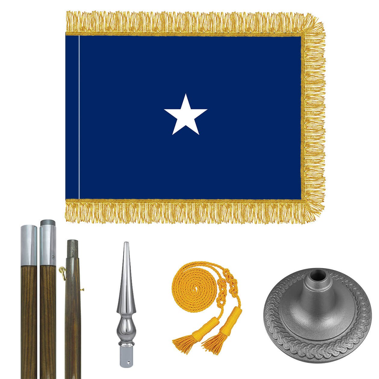 Navy Rear Admiral Lower Half Flag Kit (3 ft. x 5 ft. flag / 8 ft. x 1-1/4 in.pole)