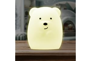 Lumipets Junior Bear Night Light, Soft Silicone Material, 8 Soothing Colors, Cordless, Easy Control, Portable