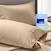 THREAD SPREAD 100% Cotton Pillowcases Standard/Queen Size Set of 2-400 Thread Count Cotton Pillowcases, Ultra Soft Cooling Sateen Weave Pillow Cases for Sleeping, Set of 2 Pillow Covers (Taupe)