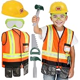 Liberry Kids Tool Set Pretend Toy for 3 4 5 Years Old with Costume | Breathable Fabric, Durable Helmet, Smooth Edges, Construction Worker Role Play, Halloween Birthday Gift for Boys Girls