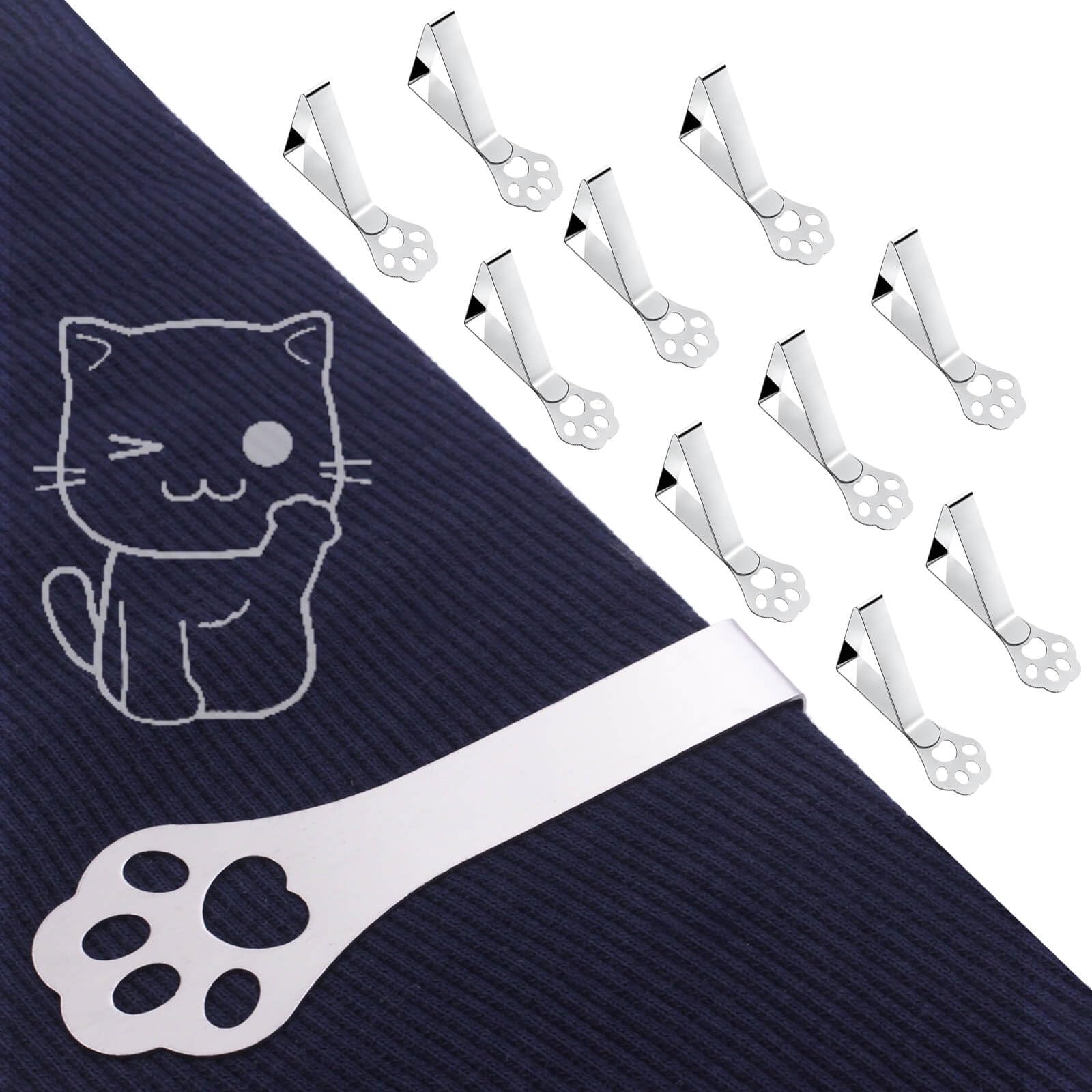 CUNGLIN Tablecloth Clips 10 Pack, Claw Shape Picnic Table Cloth Holder Clip for Outdoor Thick Tables Heavy Duty Stainless Steel Decorative Cover Clamp Pin for Outside Party Wedding RV Accessories