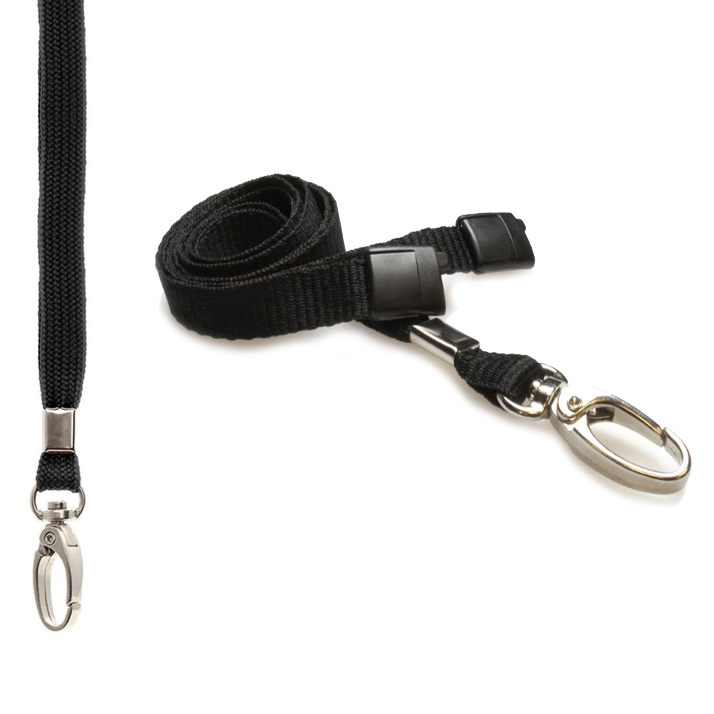 Black Lanyard Neck Strap Lanyards for ID Card Holder Badge Holder Name Tag with Metal Lobster Swivel Clip and Safety Breakway Bulk (15x Lanyards)