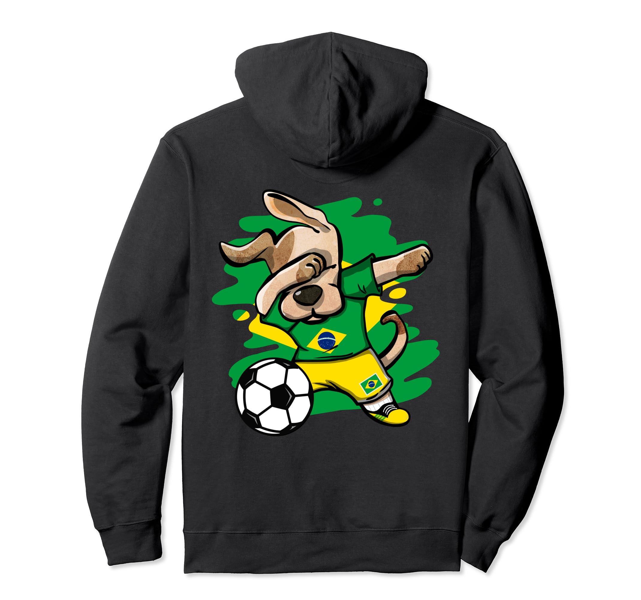 Dabbing Dog Brazil Soccer Fan Jersey Brazilian Flag Football Pullover Hoodie