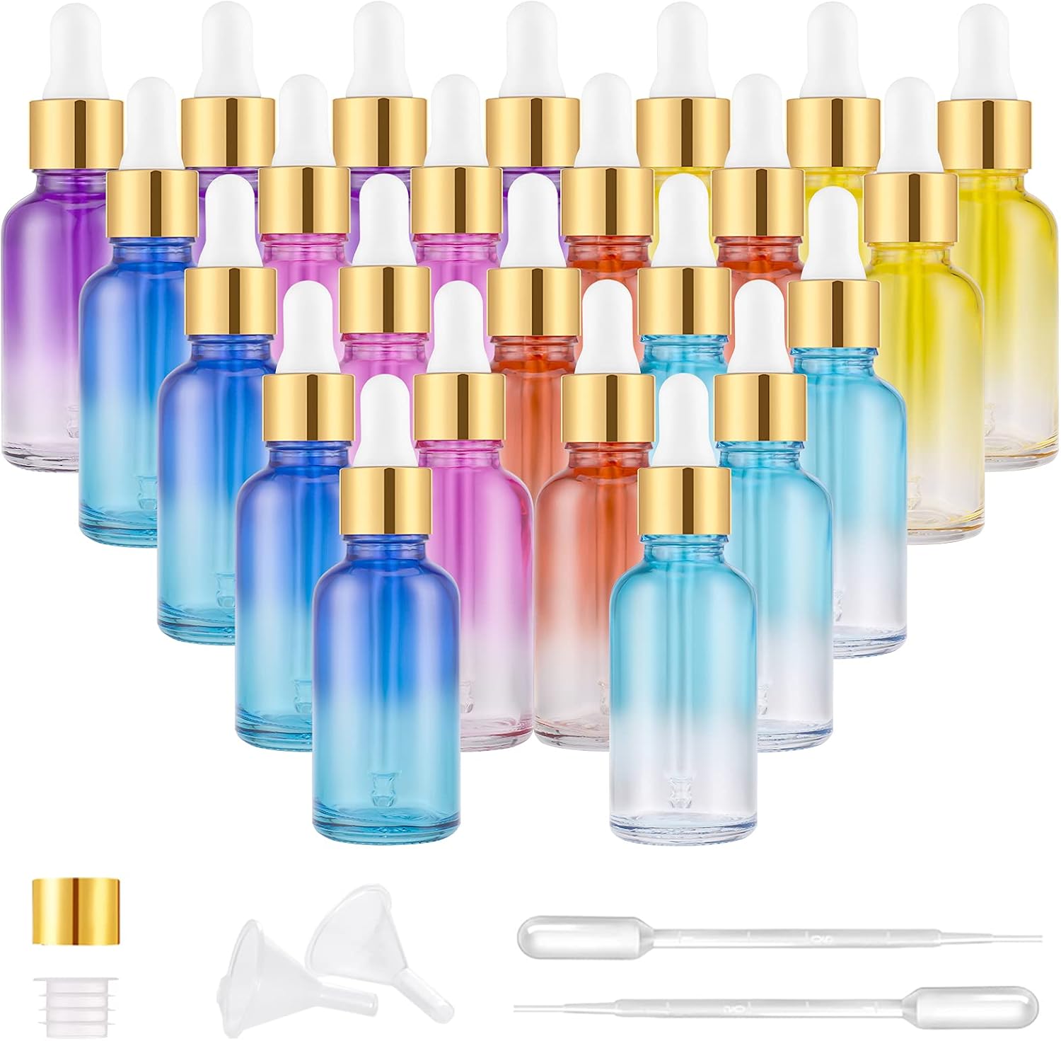 Download Prettycare Eye Dropper Bottles 1oz Rainbow Colored Glass Bottle 24 Pack 30ml With Golden Caps 48 Labels Funnel Measured Pipettes Empty Tincture Bottles For Essential Oils Perfume Home Kitchen Amazon Com