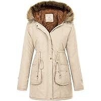 GRACE KARIN Womens Hooded Warm Winter Thicken Fleece Lined Parkas Long Coats