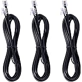 TOYAYAYO 3Pack RJ11 Cable Phone Cord for Landline - 6ft Telephone Cord - Male to Male for Landline Phone and Fax - Black