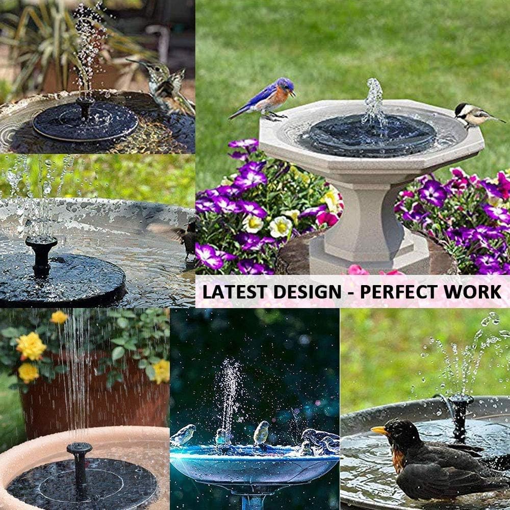 GLOUE Solar Fountain, Solar Fountain Pump for Bird Bath with 4 Nozzle, Free Standing Floating Solar Powered Water Fountain Pump for Bird Bath, Garden, Pond, Pool, Outdoor : Garden & Outdoor