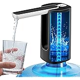 Foldable Water Dispenser for 5 Gallon Bottle, Electric Water Pump for 5 Gallon Jug Rechargable Portable Automatic Low Decibel for Camping Travel Home Kitchen Office (Black)