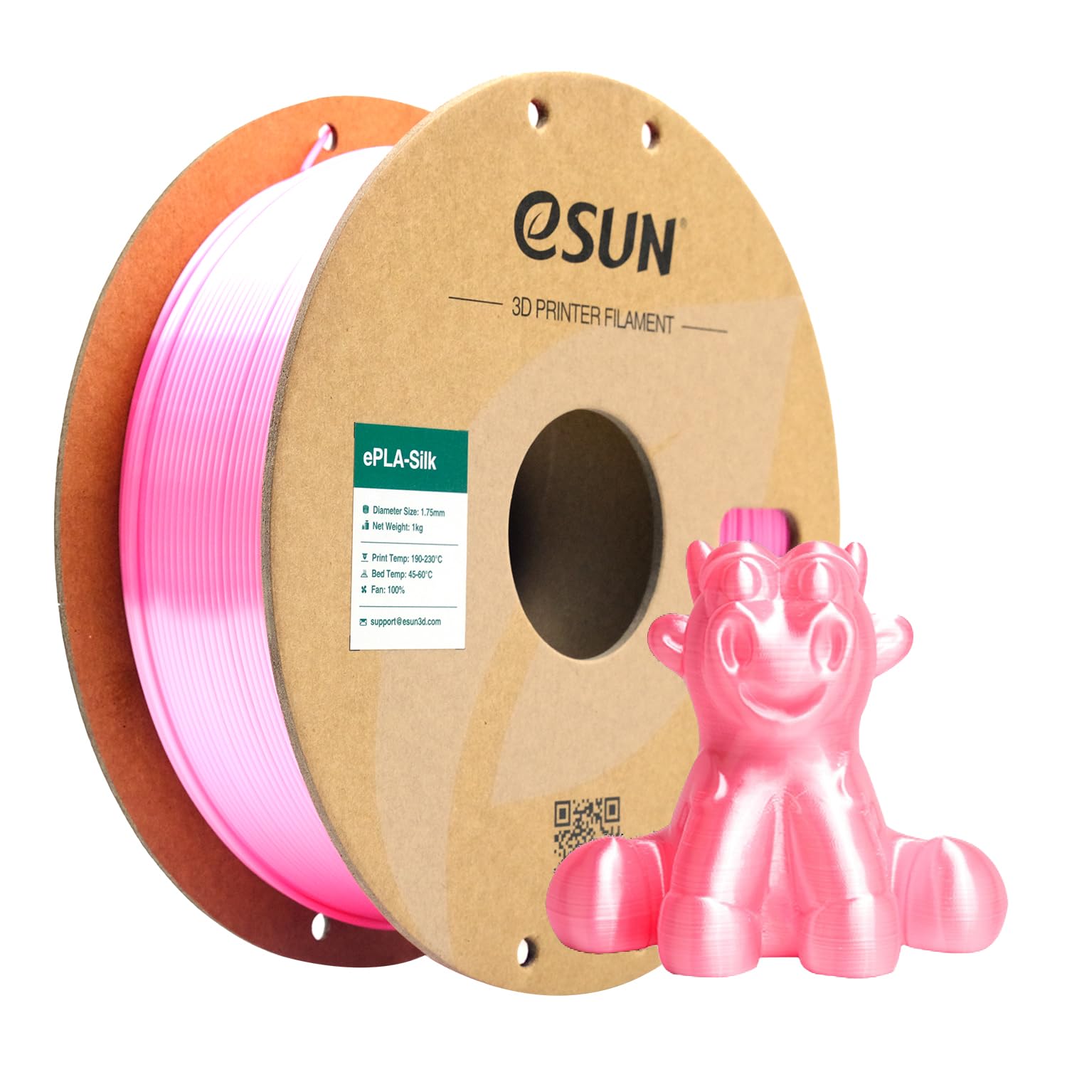 eSUN Silk PLA Filament 1.75mm, Silky Shiny 3D Printer Filament PLA, Dimensional Accuracy +/- 0.05mm, 1KG Spool (2.2 LBS) 3D Printing Filament for 3D Printers, Silk Pink