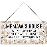 Memaw’s House Sign, Memaw Home Decor Gift, Farmhouse Hanging Wall Plaque, Decorative Wood Wall Art for Living Room Entryway, Memaw Home Decor Gift