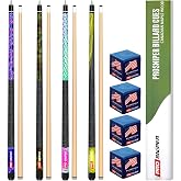 Prosniper Premium Pool Sticks Set of 4 | 58-Inch, 19-Oz Canadian Maple Pool Cue with Low-Deflection Shaft &amp; 4 Extra Chalks | Pro-Grade Billiard Cue for Home &amp; Bar Play