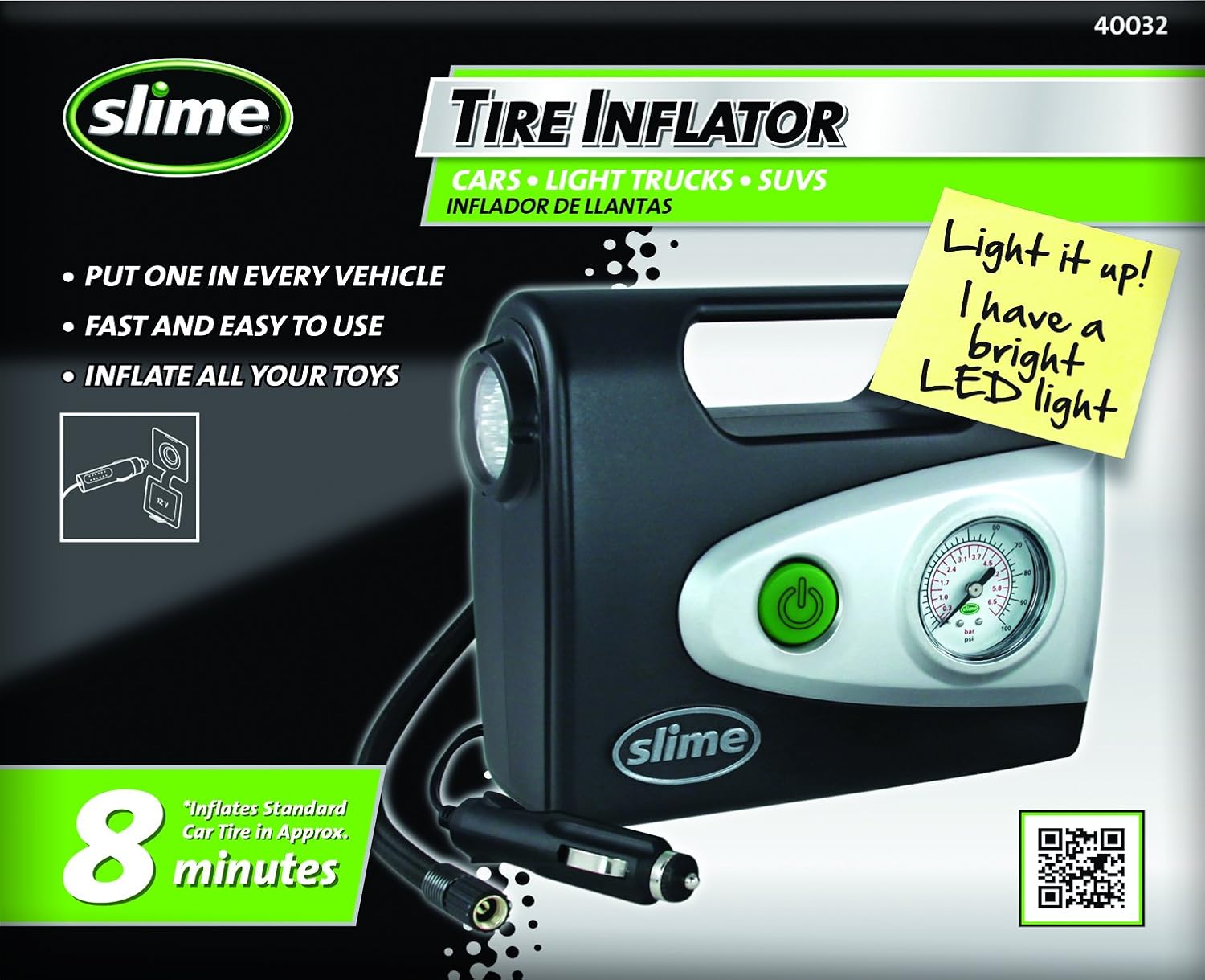 thumbnail image 2 of Slime Digital Tire Inflator - 12V Portable Air Compressor With Auto Shut-Off & LED Light 2 of 11
