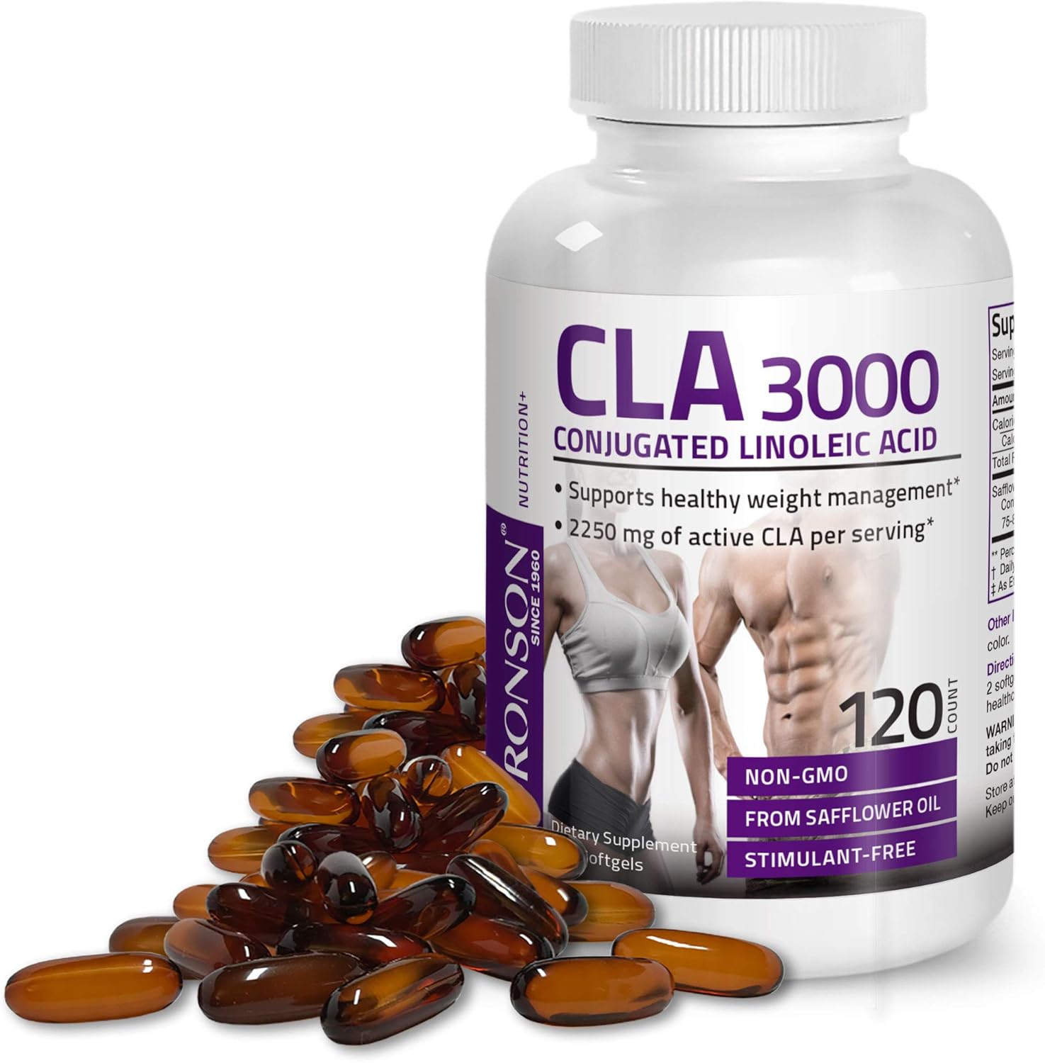 CLA 3000 Extra High Potency Supports Healthy Weight Management Lean Muscle Mass Non-Stimulating Conjugated Linoleic Acid 120 Softgels: Health & Personal Care