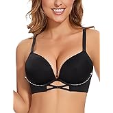 Upushall Push Up Padded Bras for Women Add 2 Cups Plunge T Shirt Everyday Bra Seamless Support Underwire