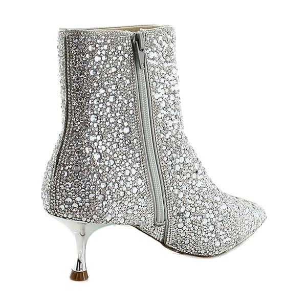 BETSEY JOHNSON WOMEN’S ASH ANKLE BOOT, SILVER, 7.5