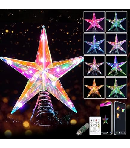 Twinkly Tree Topper, Décoration Arbre De Noël Lumineuse, Étoile Avec 76 LED RGB Mappables, USB Type C, Smart LED Multicolores, Compatible Avec Alexa Et Google Home, Contrôlé Par App