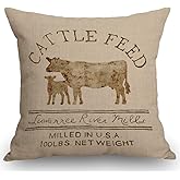 SSOIU Cattle Feed Theme Farmhouse Decorative Throw Pillow Covers for Sofa Couch Home Decoration 18x18 inches