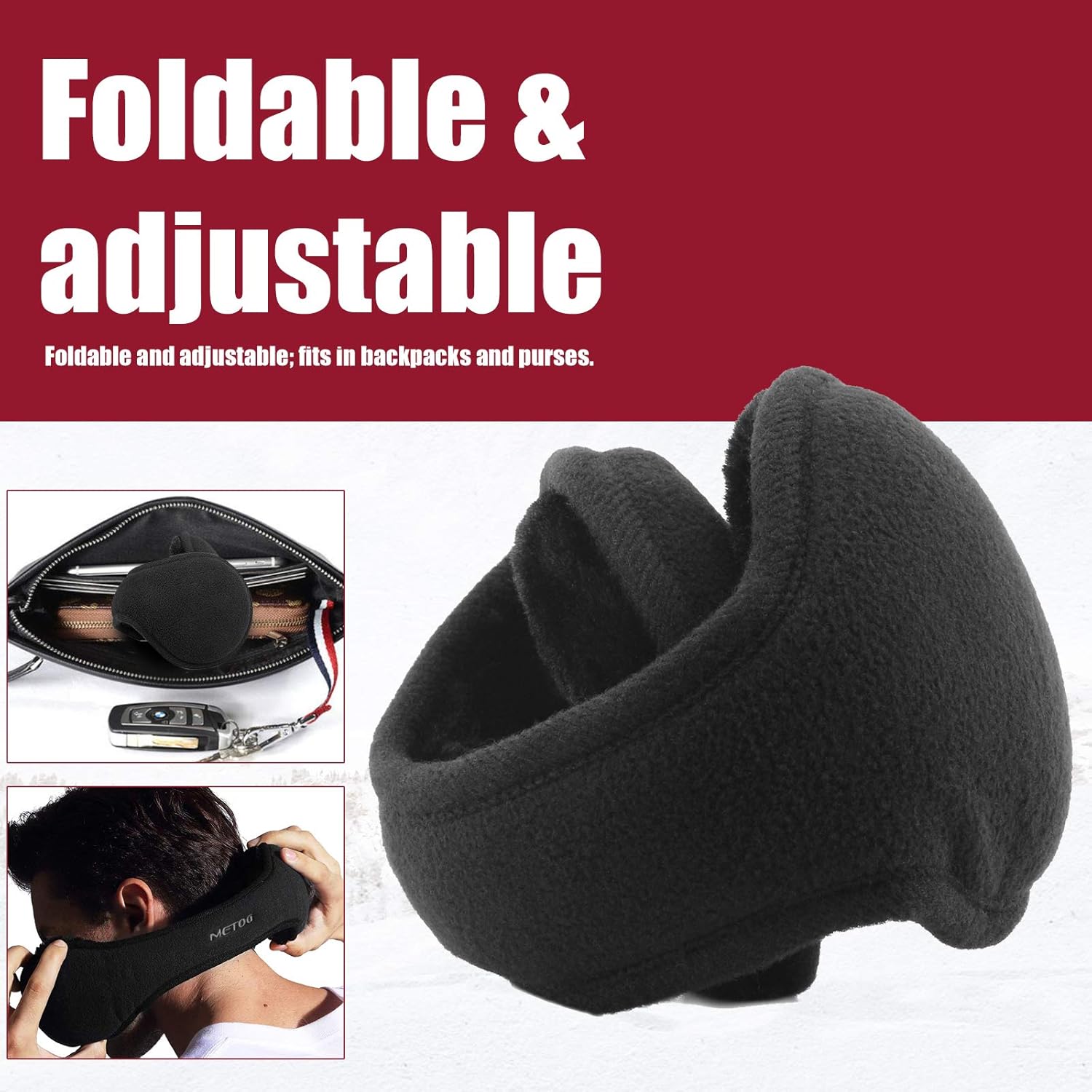 Ear Warmer By Metog Gift Box Ear muffs Foldable Polar Fleece Earmuffs Black, One Size at  Men’s Clothing store