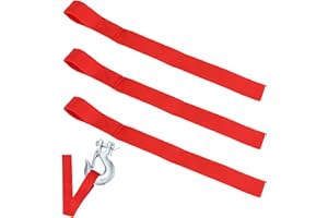 3 PCS Winch Hook Pull Strap, Red Pull Straps, 1-Inch Wide 10-Inch Long Boat Winch Strap for Cable Rope – No Need to Actually 