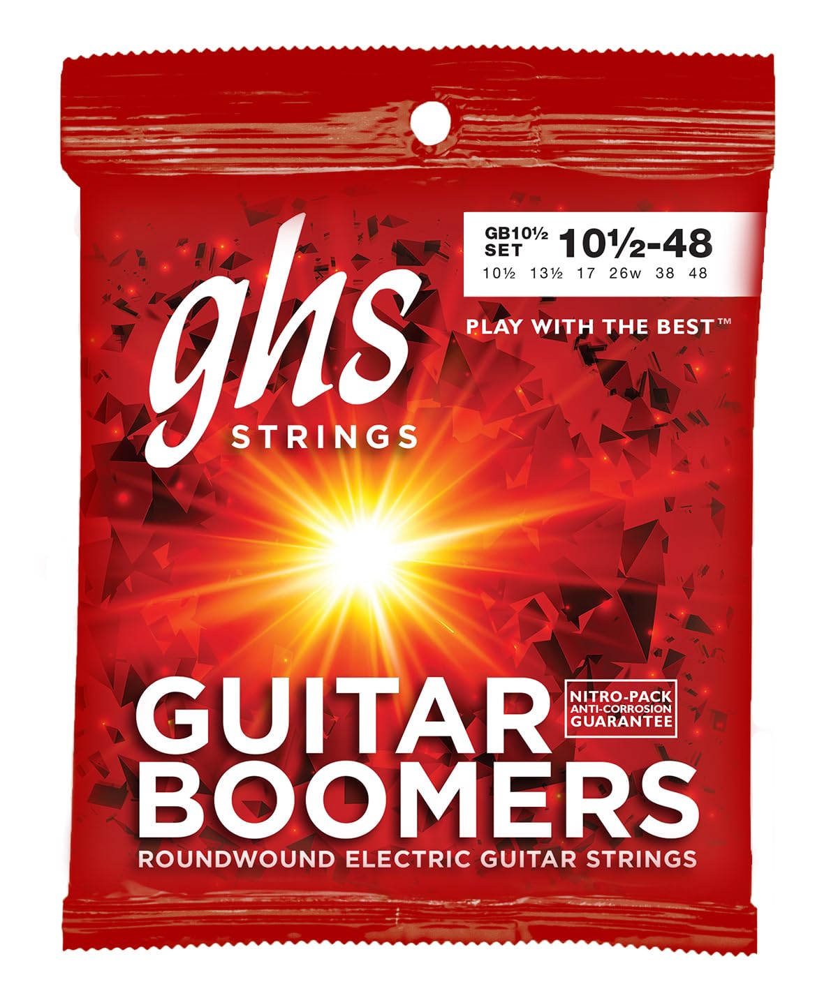 Photo 1 of GHS Strings, GB10 1/2 Boomers, Nickel Plated Steel Electric Guitar Strings, Legendary Strength, Consistent Intonation, Long Lasting Brightness, Tone & Sustain. For 6-String Guitar, 10.5-48, LT+ Gauge