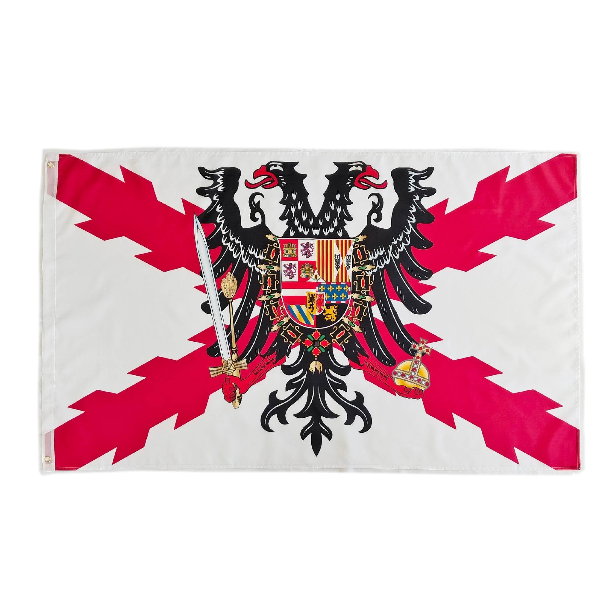 Pandiui23 Flag of BORGOÑA Cross with Bicephalous Eagle -Eagle Bicefala Cross of San Andres150X90 CM, Spain flag thirds shield empire Charles I