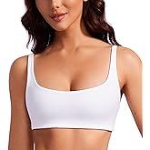 CRZ YOGA Butterluxe Square Neck Sports Bras for Women - Low Coverage Spaghetti Strap Yoga Wireless Padded Cami Crop Top
