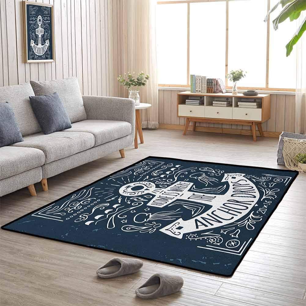 Play Mat Hand Drawn Hipster Label with an Anchor and Lettering on Grunge Background 4'x6' Chair Mat