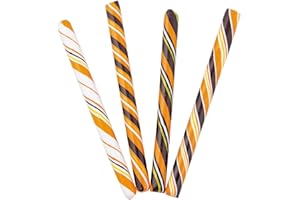 Fun Express Halloween Candy Cane Sticks 80 Count - Orange Flavored Bulk Candy Individually Wrapped for Party Favors | Perfect Halloween Treats for Kids Goodie Bags & Fall Celebrations