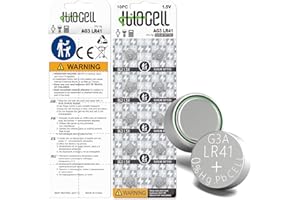 hilocell LR41 Button Batteries 10 Pack, AG3 384 Coin Cell Battery, 1.55V Long Lasting SR41W G3A Alkaline Coin Batteries Replacement for Clocks, Watches, Toys, Games Controllers