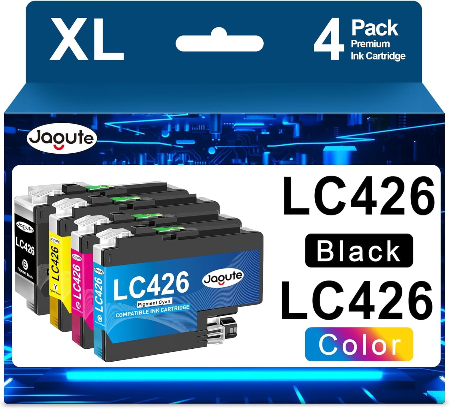 Jagute 4-Pack LC426XL Ink Cartridges Compatible for Brother LC426VAL LC 426 Multipack for Brother MFC-J4335DW MFC-J4340DW MFC-J4535DW MFC-J4540DW MFC J4335 MFC J4340 MFC J4535 MFC J4540W Printer