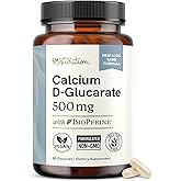 Calcium D-Glucarate 500mg, CDG for Liver Detox &amp; Hormone Balance Support | Liver Detox and Cleanse &amp; Menopause Support, Calcium Supplement, Non-GMO, Third-Party Tested, 90 Capsules (3 Month Supply)