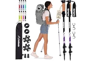TrailBuddy Trekking Poles - Lightweight, Collapsible Hiking Poles for Backpacking Gear - Pair of 2 Walking Sticks for Hiking,