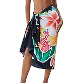 OIZEN Women Swimsuit Sarong Beach Cover Up High Slit Printed Wrap Skirt for Bikini Swimwear, Summer Vacation and Party