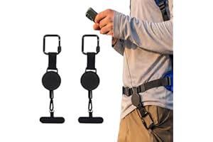 HoldMate Phone Tether for Cases, 2 Pack,Coiled Phone Strap with Strong Carabiner Clip, Anti-Drop Anchor for Backpack Belt, Co
