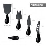 hecef 4-Piece Cheese Knife Set - Black Cheese Knife, Chisel & Forks view 3