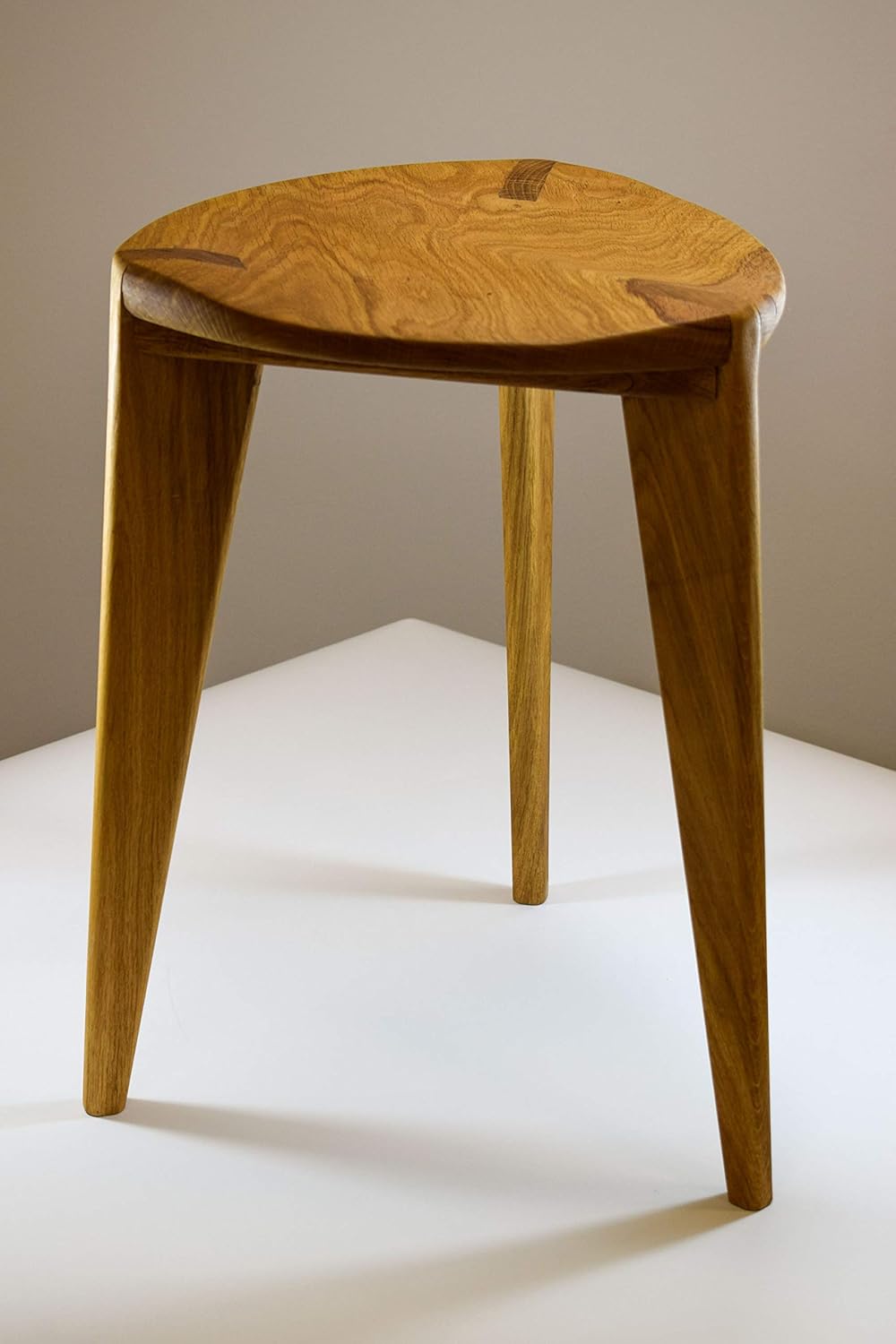 Amazon Com Oak Stool Carved Seat Height 45 Cm 18 Free Shipping Three Legged Oak Chair Stool Natural Stool Solid Wood Wooden Stool Handmade Handmade