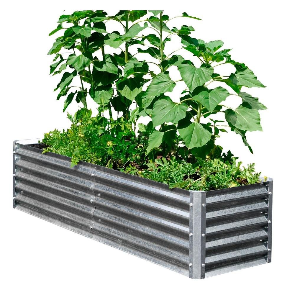 Best Earthmark Earthmark Alto Series 40 In. X 76 In. X 17 In. Galvanized Metal Garden Bed Bundle