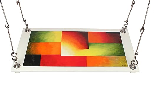 Riyo Moda Outdoor Plywood Hanging (from Ceiling) Swing Set/Jhula with Hand Painted Modern Art for Home and Garden (Upto 200kgs of Human Weight)