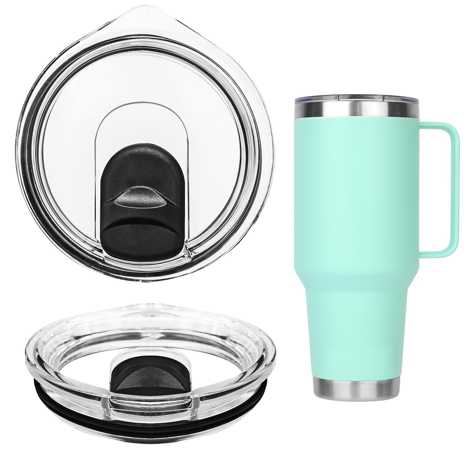 Photo 1 of 2 Pack Tumbler Lids for YETI, Replacement Lids Compatible with YETI 35/42 oz Tumbler with Handle, 30 oz Travel Mug, 26 oz Straw Cup, 14 oz Mug, BPA Free Cup Lids with Magnetic Slider Switch