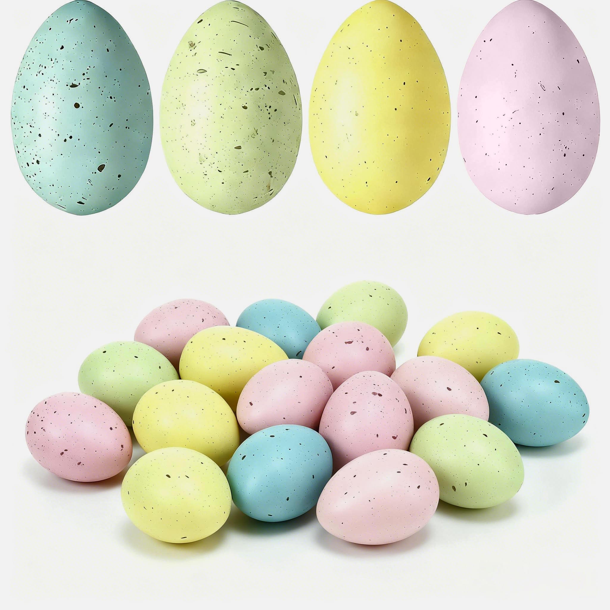 KOKABI Speckled Easter Eggs Decoration, 16 Pcs 2.4 in Pastel Easter Eggs for Vase Filler Bowl Basket, Fake Eggs for Easter Centerpieces for Tables Decor Rustic Spring Decorations for Home