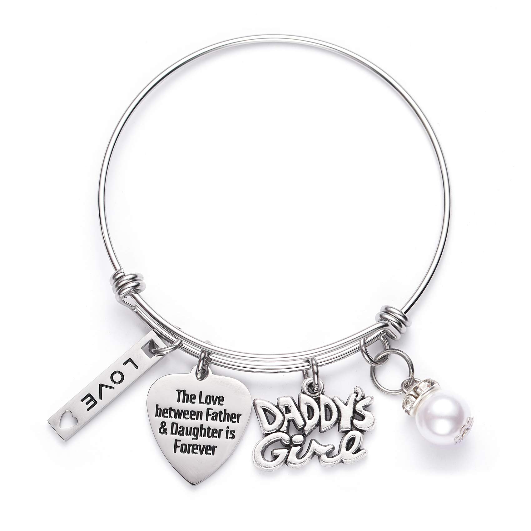 LParkin Daddys Girl Daughter Bracelet Stainless Steel Bangle Birthday Gift for Daughter Gift