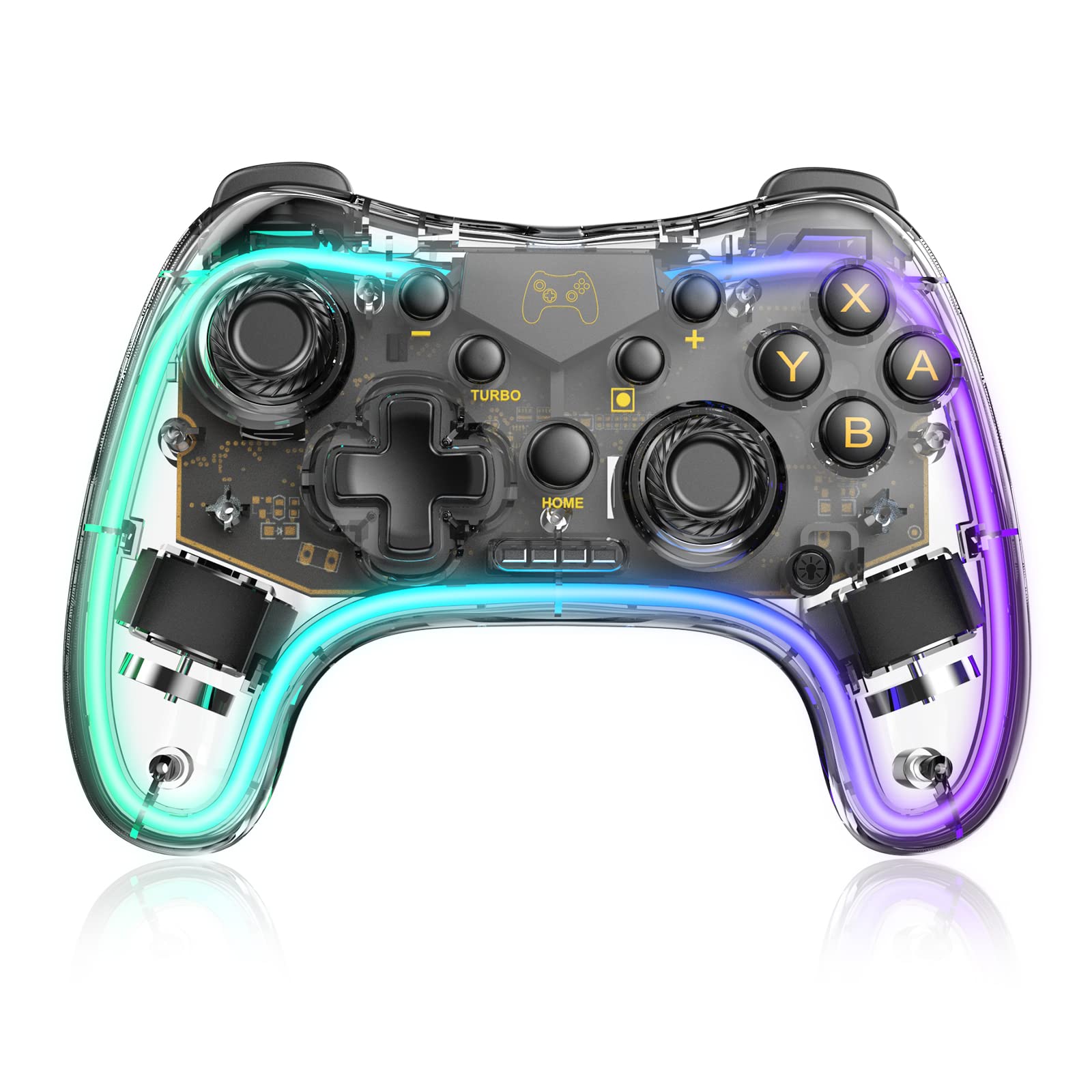Manba Switch Controller, Wireless Pro Controllers Compatible with Switch/Lite/OLED Support Turbo,Wake-up Function and Adjustable LED(White)