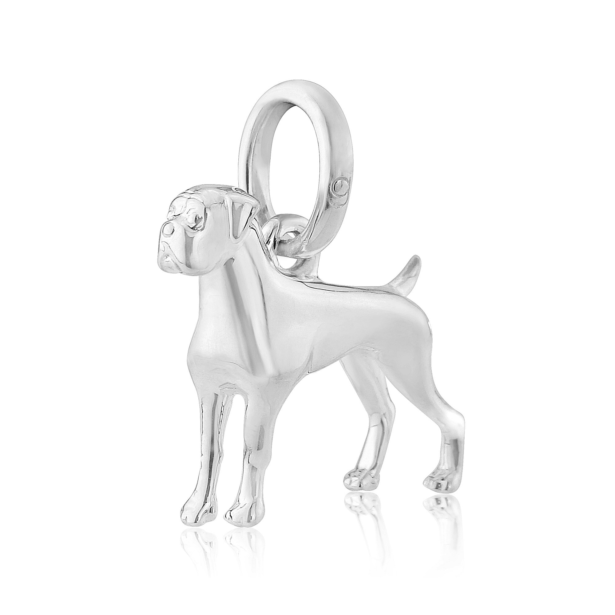 Gemma J Boxer Dog Charm, solid silver boxer dog charm or pendant compatible with most charm bracelets.