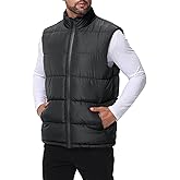 WHN Men's Puffer Vest Outerwear Winter Zipper Quilted Puffy Sleeveless Jacket Outdoor Size M to XXL