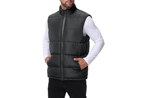 WHN Men's Puffer Vest Outerwear Winter Zipper Quilted Puffy Sleeveless Jacket Outdoor Size M to XXL