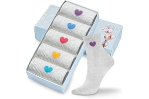 Corlap Women's Cute Cotton Crew Athletic Running Socks - Ankle High, Novelty Fun Heart Design 5-Pairs (Gift Box)